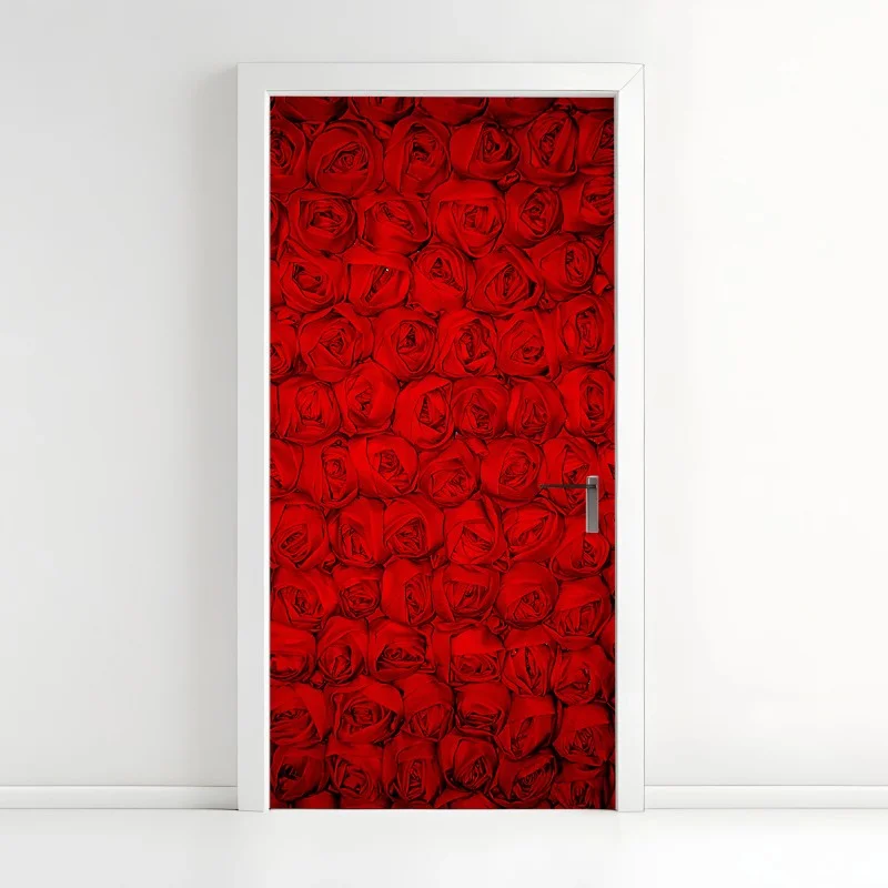 Adesivo per porta mosaico di rose rosse
