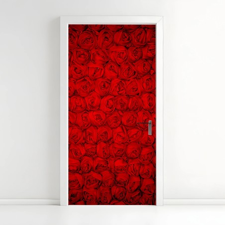 Adesivo per porta mosaico di rose rosse • Wallissimo®