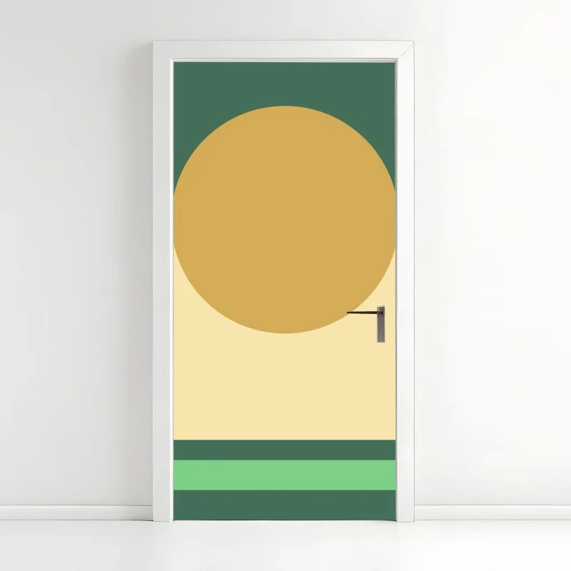 Adesivo per porta composizione geometrica ocra e verde
