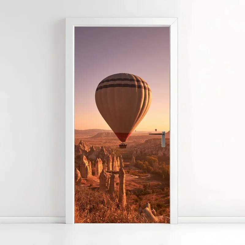 Adesivo per porta mattina dorata a Cappadocia