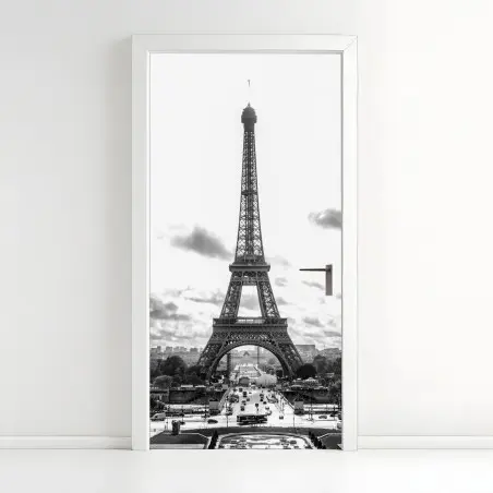 Adesivo per porta vista iconica della Torre Eiffel a Parigi • Wallissimo®