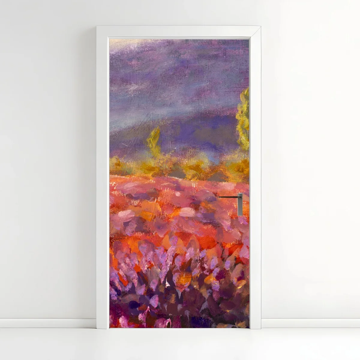 Adesivo per porta campo di lavanda impressionista della Provenza • Wallissimo® Adesivo per porta campo di lavanda impressionista della Provenza • Wallissimo®