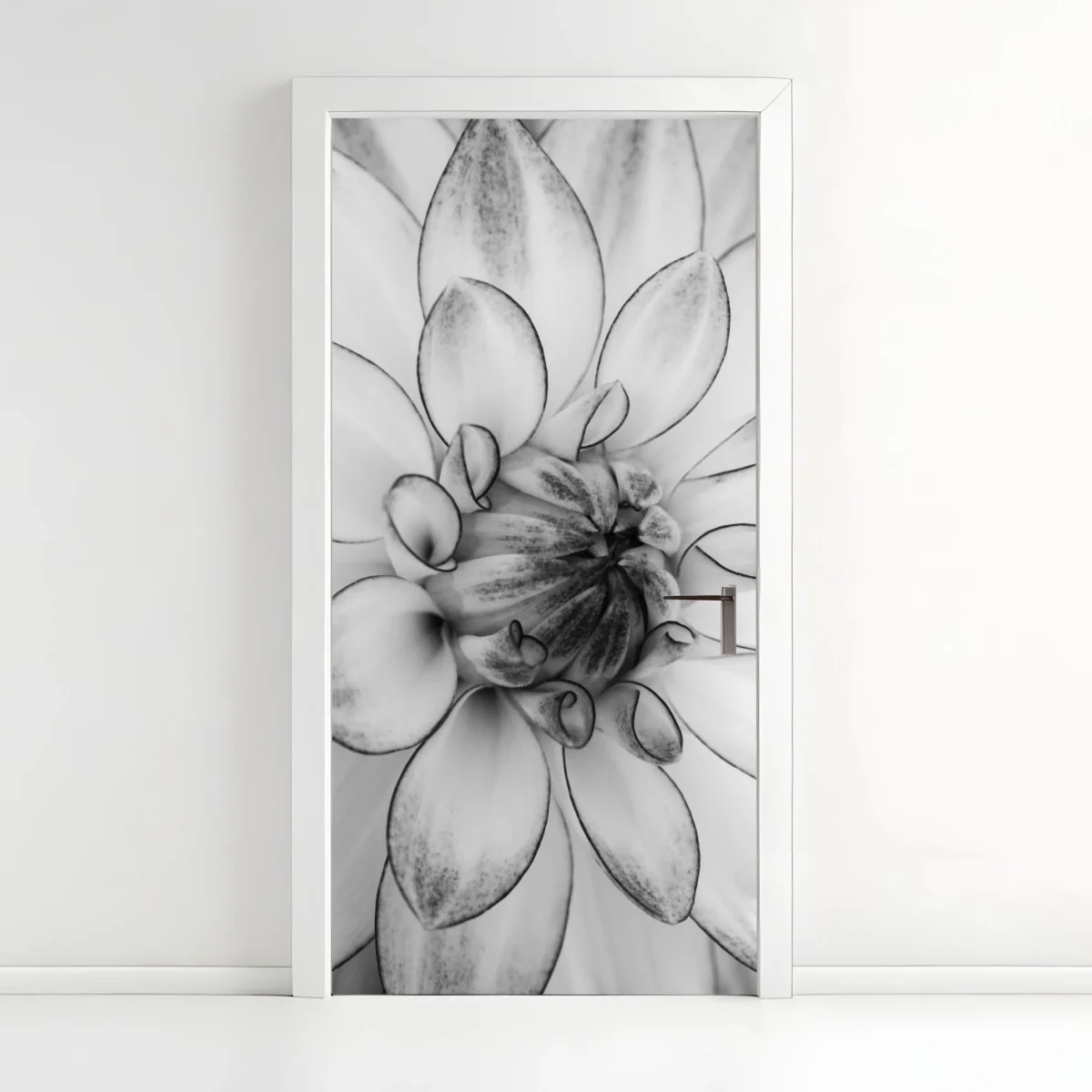 Adesivo per porta eleganza floreale in bianco e nero • Wallissimo® Adesivo per porta eleganza floreale in bianco e nero • Wallissimo®