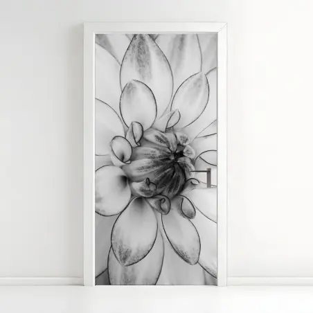Adesivo per porta eleganza floreale in bianco e nero • Wallissimo®
