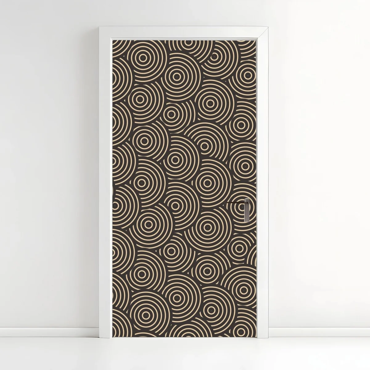 Adesivo per porta motivo a cerchi concentrici beige e marrone • Wallissimo® Adesivo per porta motivo a cerchi concentrici beige e marrone • Wallissimo®