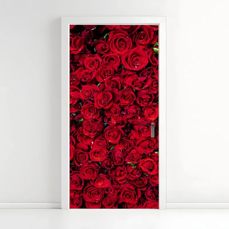 Adesivo per porta mosaico di rose rosse per un'atmosfera romantica