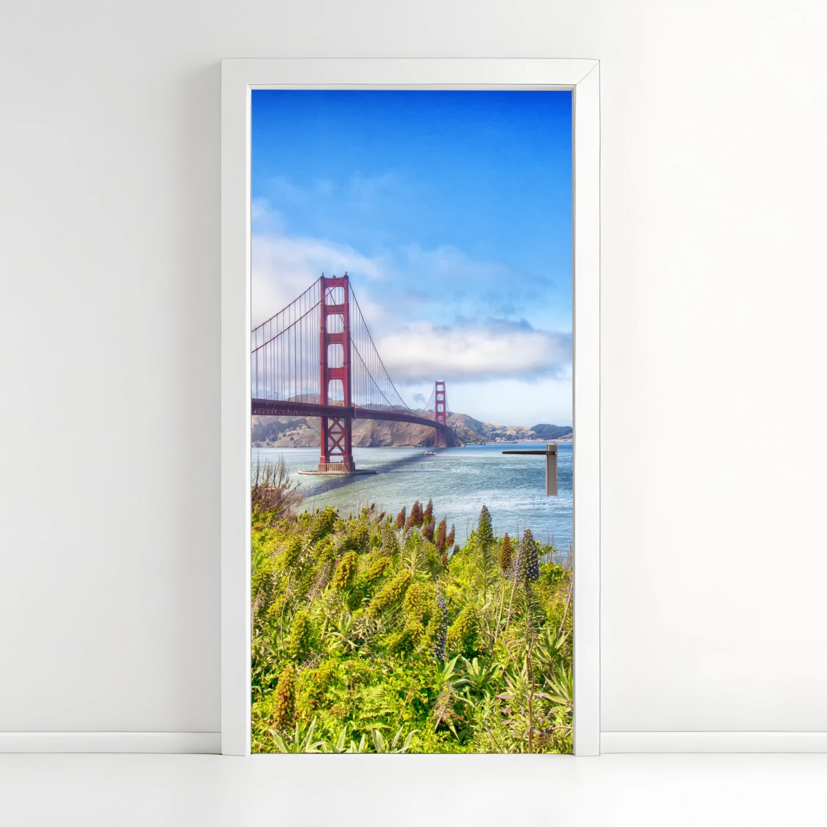 Adesivo per porta tramonto sul Golden Gate a San Francisco • Wallissimo®