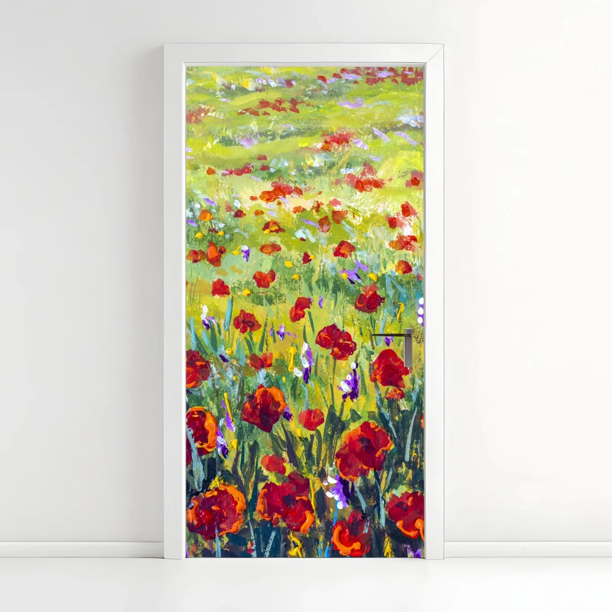 Adesivo per porta campo di papaveri impressionista • Wallissimo® Adesivo per porta campo di papaveri impressionista • Wallissimo®