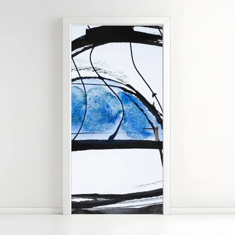 Adesivo per porta arco blu astratto