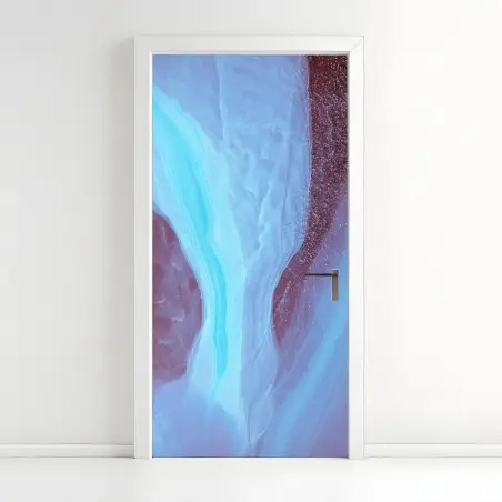 Adesivo per porta marmo etereo blu e rosa • Wallissimo®