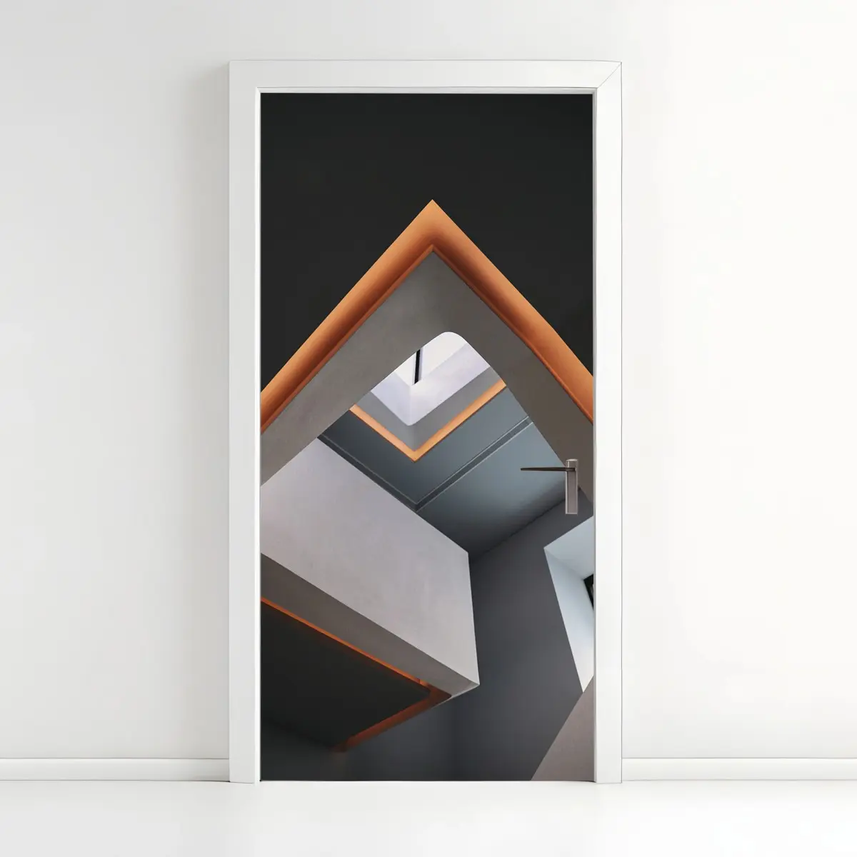 Adesivo per porta astrazione architettonica in prospettiva • Wallissimo®