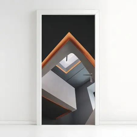 Adesivo per porta astrazione architettonica in prospettiva • Wallissimo®