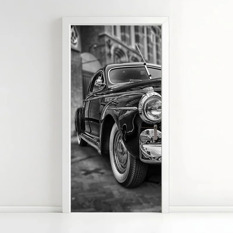 Adesivo per porta eleganza automobilistica d'epoca in bianco e nero