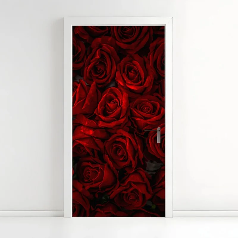 Adesivo per porta mosaico di rose rosse • Wallissimo® Adesivo per porta mosaico di rose rosse • Wallissimo®