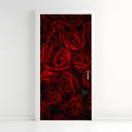 Adesivo per porta mosaico di rose rosse • Wallissimo®