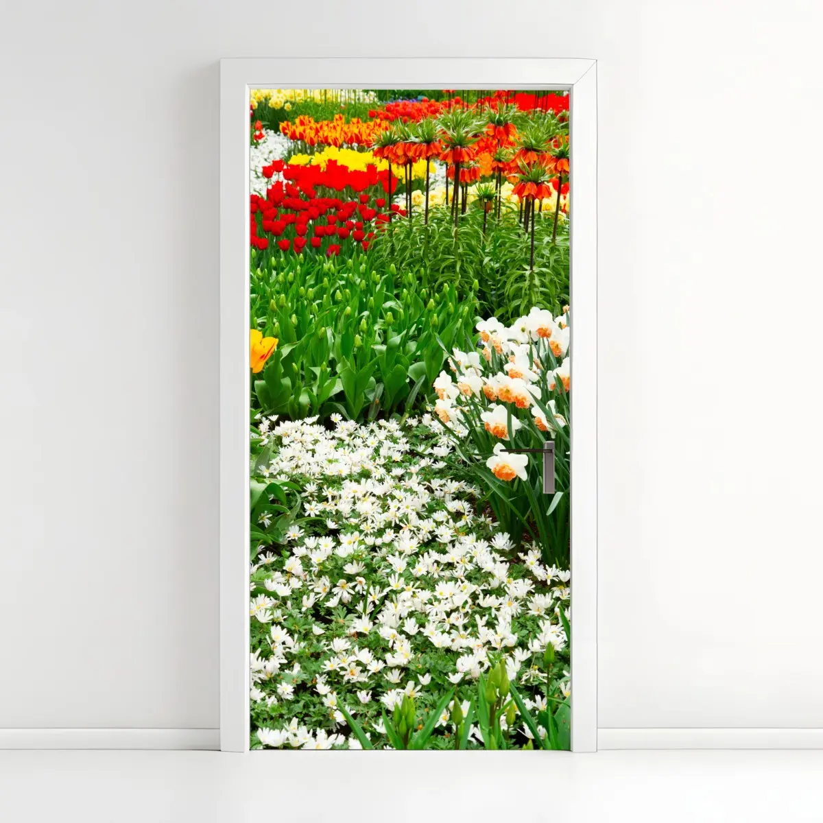 Adesivo per porta esplosione di fiori primaverili • Wallissimo®