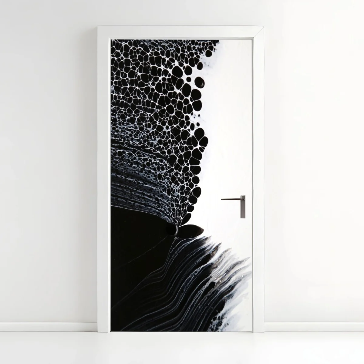 Adesivo per porta danza di bolle in bianco e nero • Wallissimo® Adesivo per porta danza di bolle in bianco e nero • Wallissimo®