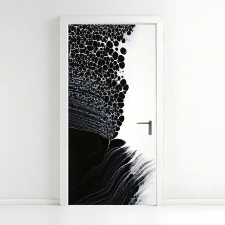 Adesivo per porta danza di bolle in bianco e nero • Wallissimo®