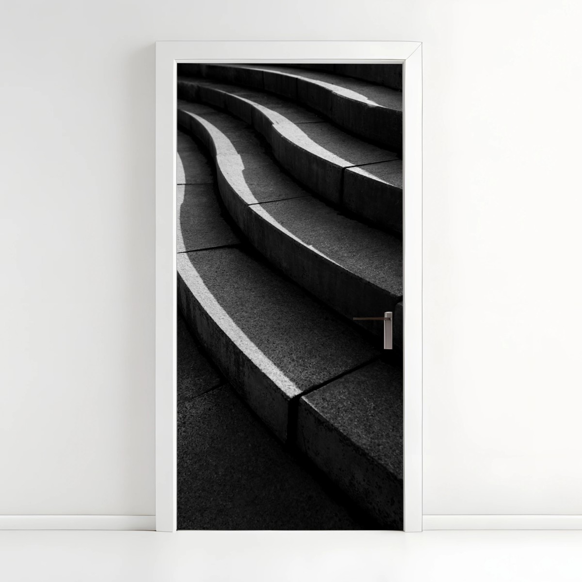 Adesivo per porta curve di cemento: geometria urbana • Wallissimo®