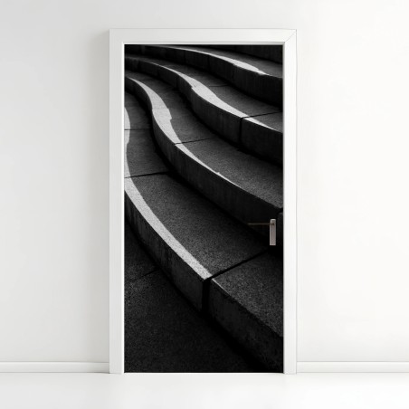 Adesivo per porta curve di cemento: geometria urbana • Wallissimo®