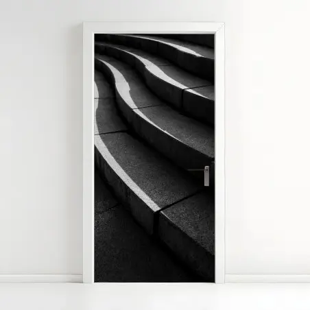 Adesivo per porta curve di cemento: geometria urbana • Wallissimo®