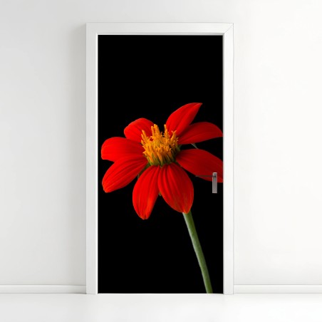 Adesivo per porta girasole messicano su sfondo nero • Wallissimo®