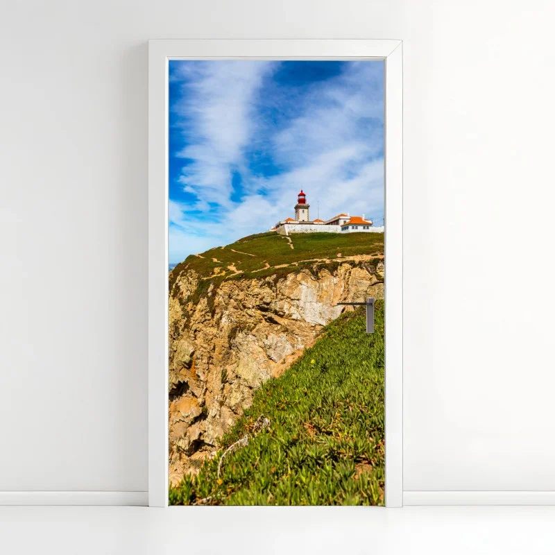 Adesivo per porta faro di Cabo da Roca sulle scogliere atlantiche