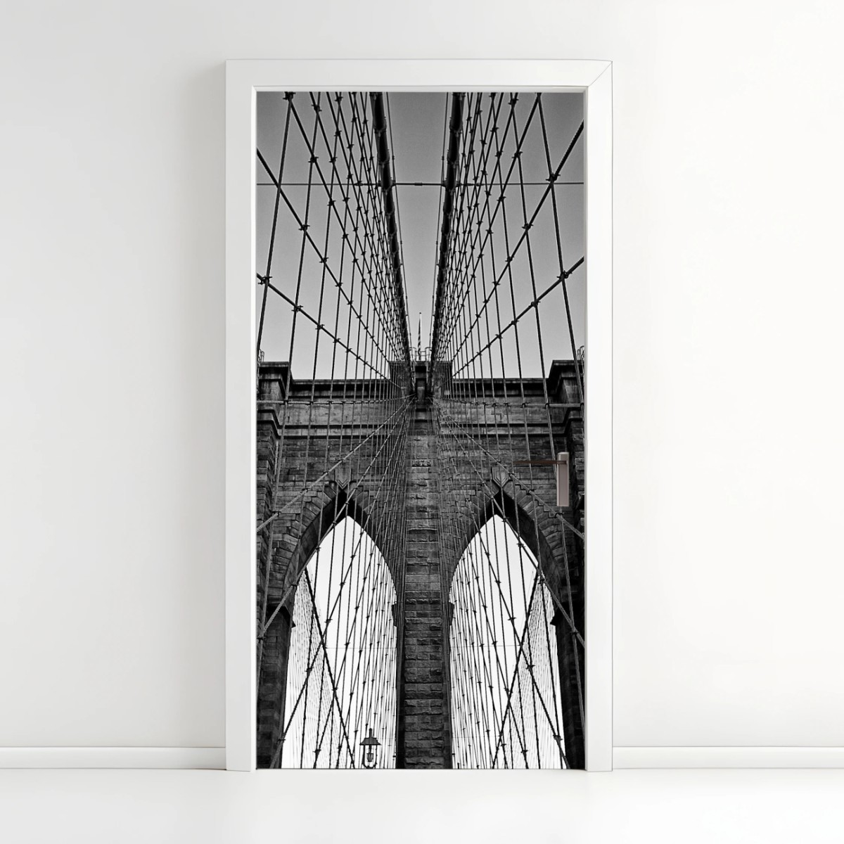 Adesivo per porta vista geometrica del ponte di Brooklyn • Wallissimo®