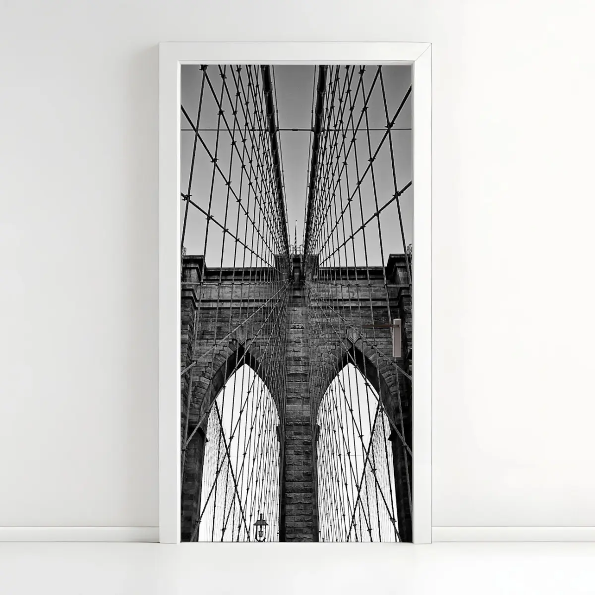 Adesivo per porta vista geometrica del ponte di Brooklyn • Wallissimo®