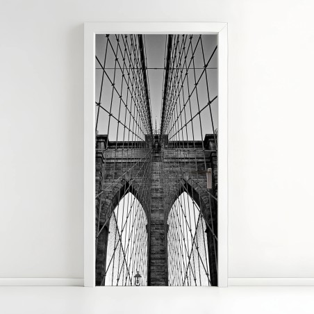 Adesivo per porta vista geometrica del ponte di Brooklyn • Wallissimo®
