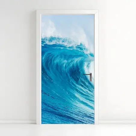 Adesivo per porta maestosa onda turchese dell'oceano • Wallissimo®
