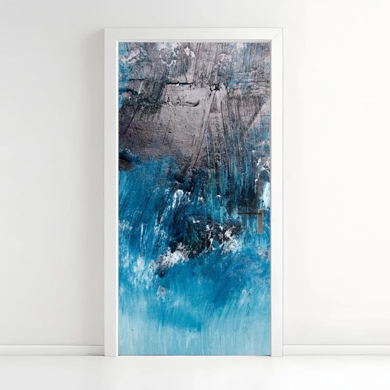 Adesivo per porta marea astratta in blu profondo