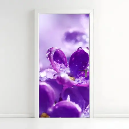 Adesivo per porta fiori di lillà in rugiada • Wallissimo®