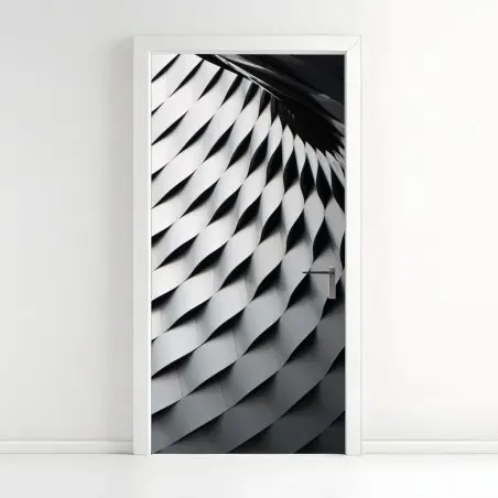 Adesivo per porta metallo intrecciato motivo geometrico • Wallissimo®