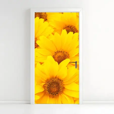 Adesivo per porta esplosione di girasoli luminosi • Wallissimo®