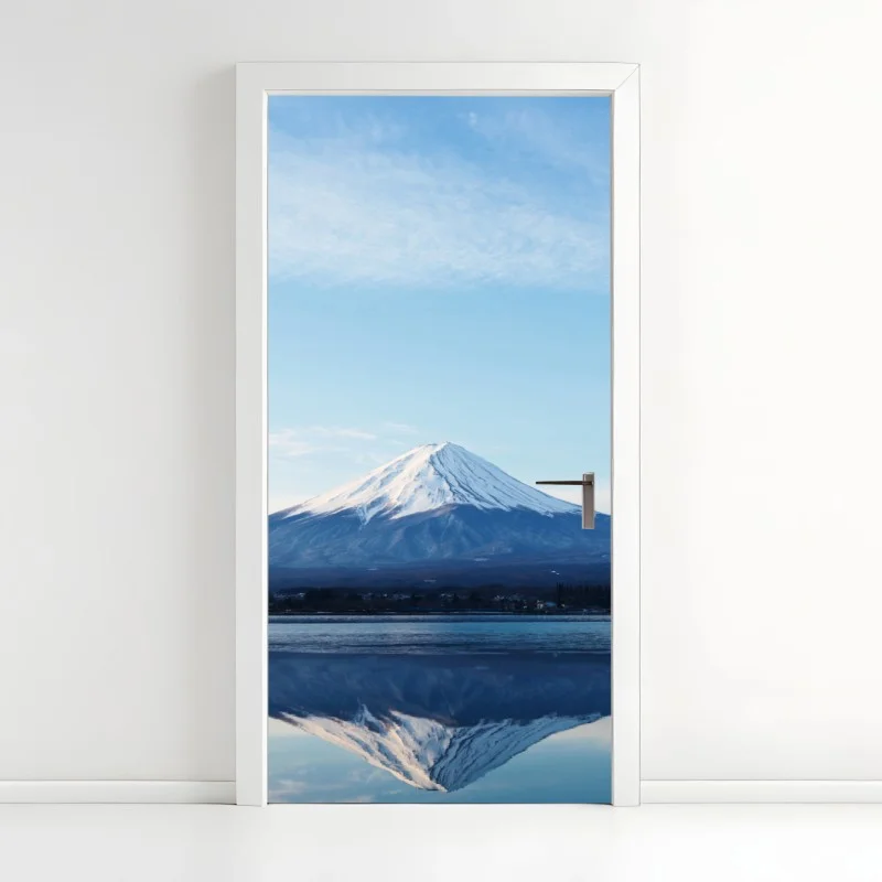 Adesivo per porta riflessi del Monte Fuji sul lago