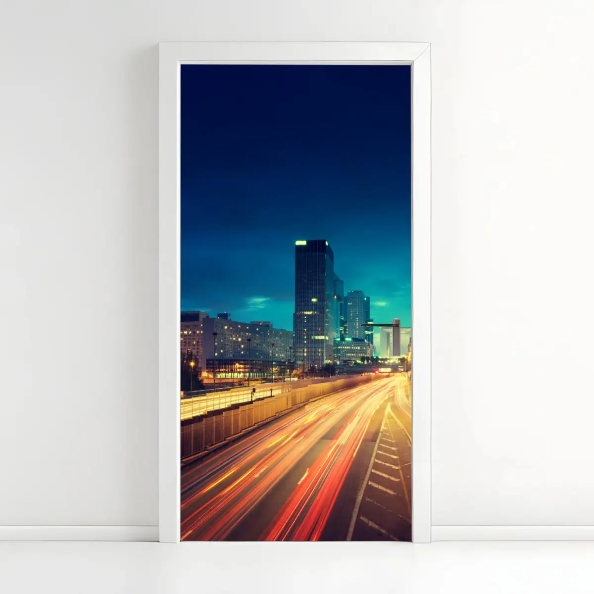 Adesivo per porta tramonto urbano a Parigi La Défense • Wallissimo®