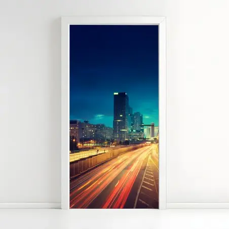 Adesivo per porta tramonto urbano a Parigi La Défense • Wallissimo®
