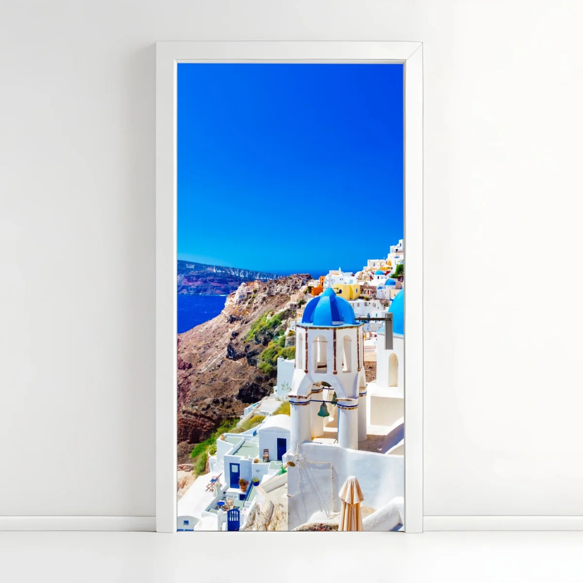 Adesivo per porta sogno mediterraneo a Santorini • Wallissimo® Adesivo per porta sogno mediterraneo a Santorini • Wallissimo®
