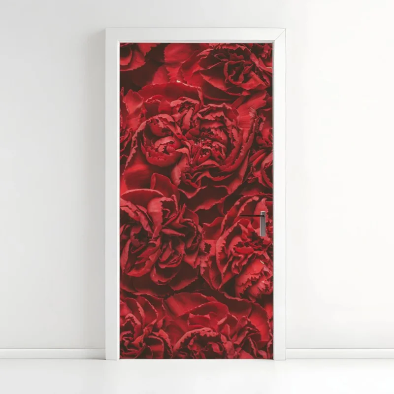 Adesivo per porta eleganza di garofani rossi retrò