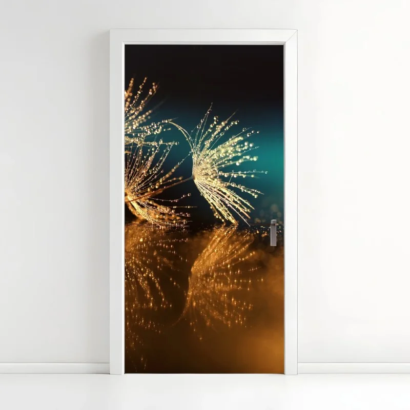 Adesivo per porta riflessi dorati di soffioni