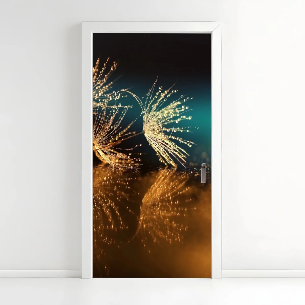 Adesivo per porta riflessi dorati di soffioni • Wallissimo® Adesivo per porta riflessi dorati di soffioni • Wallissimo®