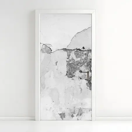 Adesivo per porta texture di muro vintage in bianco e nero • Wallissimo®