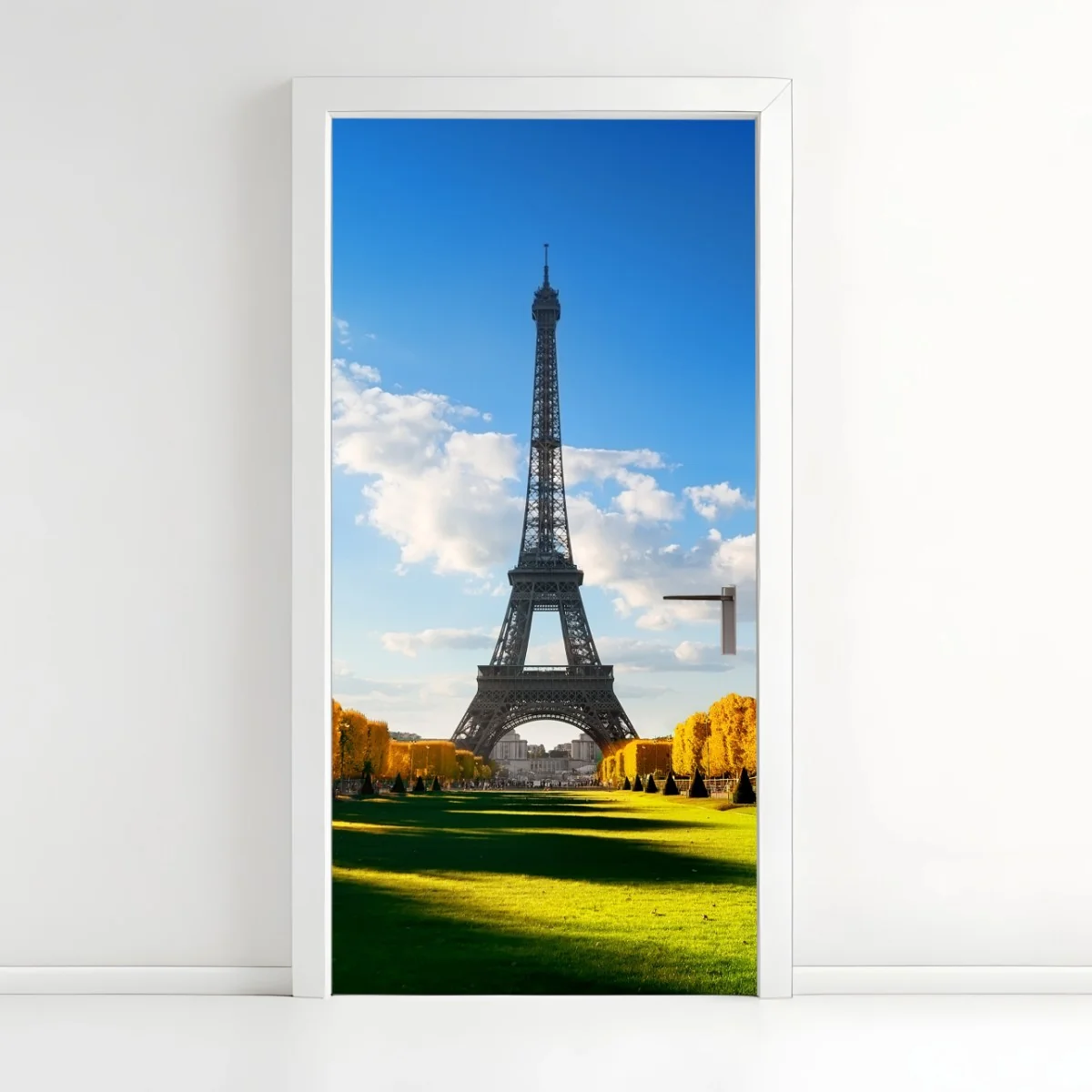 Adesivo per porta panorama primaverile di Torre Eiffel al Champ de Mars, Parigi • Wallissimo® Adesivo per porta panorama primaverile di Torre Eiffel al Champ de Mars, Parigi • Wallissimo®