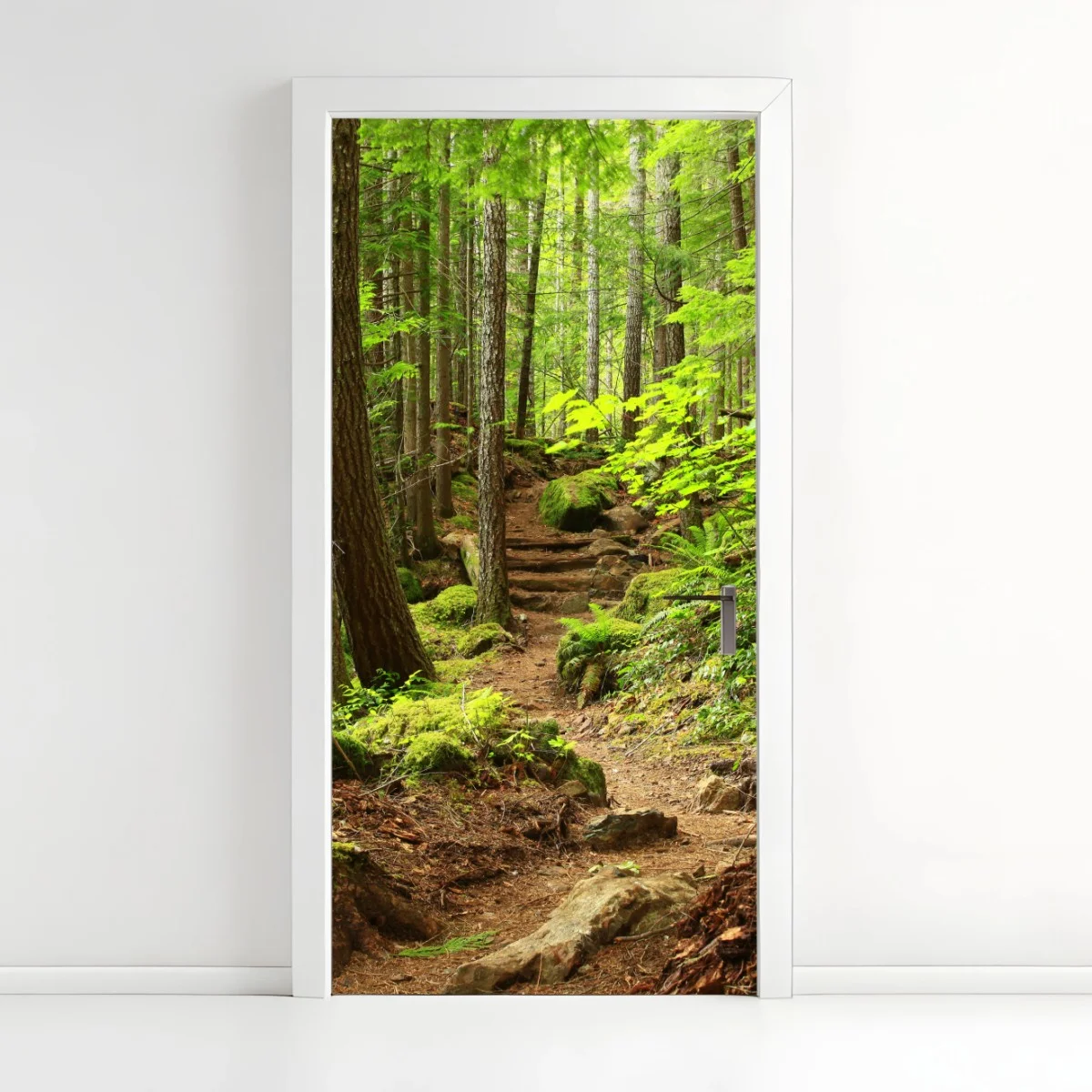 Adesivo per porta sentiero nella foresta verde • Wallissimo® Adesivo per porta sentiero nella foresta verde • Wallissimo®