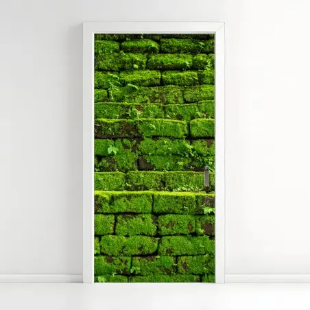 Adesivo per porta muro verde di muschio per decorazione murale naturale • Wallissimo®