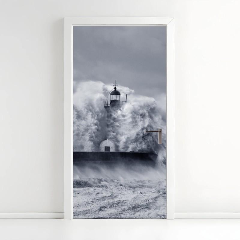 Adesivo per porta faro del Douro travolto dalle onde