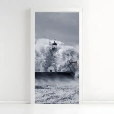 Adesivo per porta faro del Douro travolto dalle onde • Wallissimo®