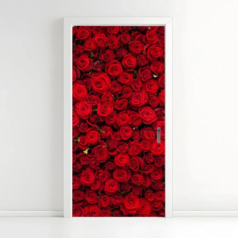Adesivo per porta mosaico di rose rosse