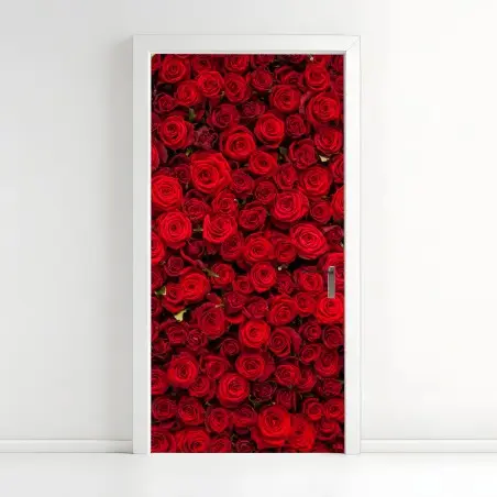 Adesivo per porta mosaico di rose rosse • Wallissimo®
